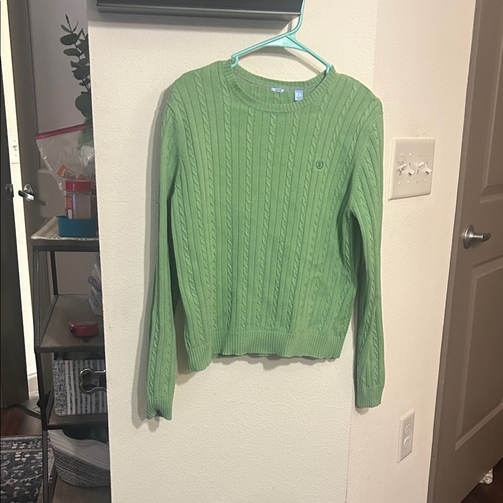 Izod Green Cable-Knit Crewneck Sweater - Women